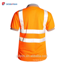 Manga curta de alta Visibilidade Visibilidade Segurança Trabalho Polo T camisa En471 Cinza Collar Hi Vis T-shirt Refletivo Segurança Trabalhar Desgaste